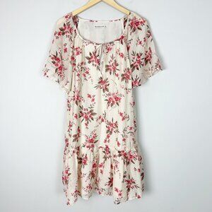 Abercrombie & Fitch Peasant Dress Floral Flutter Boho Cottage Size XL Women's